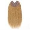V-Part Human Hair Toppers For Women Breathable Lace Base Blonde Highlight Invisible 4 Clips Hairpiece With Thinning Hair 16Inch