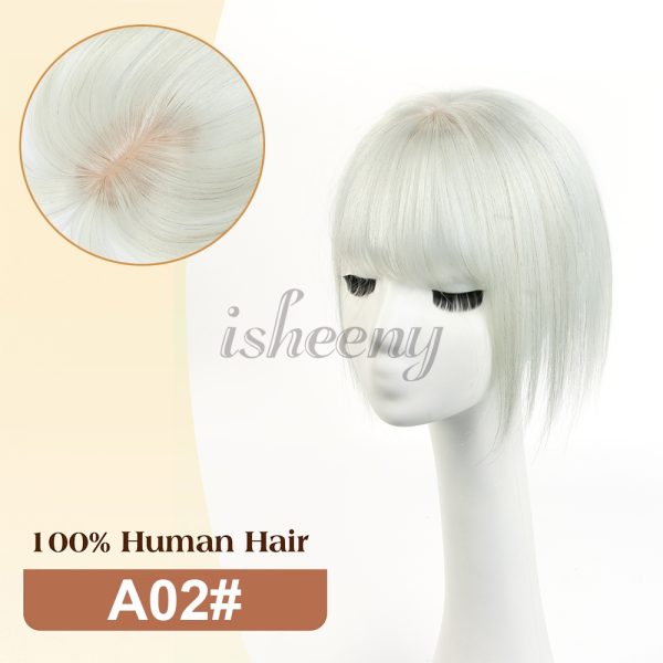 20cm Human Hair Topper with 5x9cm Base Net Natural Look Straight Hairpiece Seamless Blending to Hide Bald Spots or White Hair