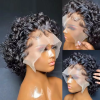 Pixie Cut Wigs Human Hair Short Curly Lace Front Human Hair Wigs Water Wave Bob Wig 13x1 Transparent Lace Wigs For Women