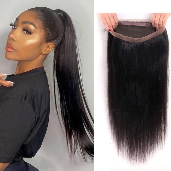 Brazilian 360 Straight Full Lace Frontal Closure 2×6 4×4 Closure Remy Human Hair Closure 13×4 Transparent Lace Natural Color