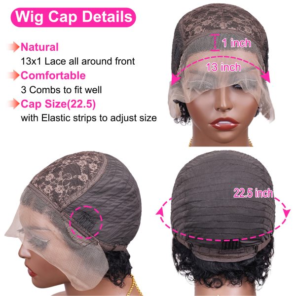 Pixie Cut Wigs Human Hair Short Curly Lace Front Human Hair Wigs Water Wave Bob Wig 13x1 Transparent Lace Wigs For Women