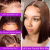 Chocolate Brown Bob Wig 200% Density 10-16Inch 13x4 HD Transparent Lace Front Human Hair Straight Bob Wig Human Hair 100%