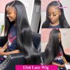 Straight HD Lace Frontal Wig 13x6 Invisible Strap 360 HD Full Lace Glueless Wig 30 Inch Bone Straight Lace Front Human Hair Wigs