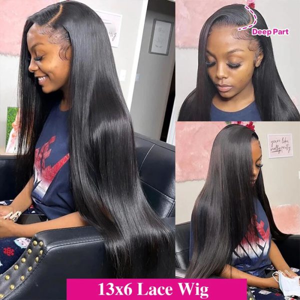 Straight HD Lace Frontal Wig 13x6 Invisible Strap 360 HD Full Lace Glueless Wig 30 Inch Bone Straight Lace Front Human Hair Wigs