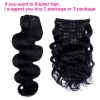 Body Wave Clip in Hair Extensions 100% Human Hair With Double Weft Brazilian Clip In 8Pcs 120G For Black Woman Clip Ins Hair #1B