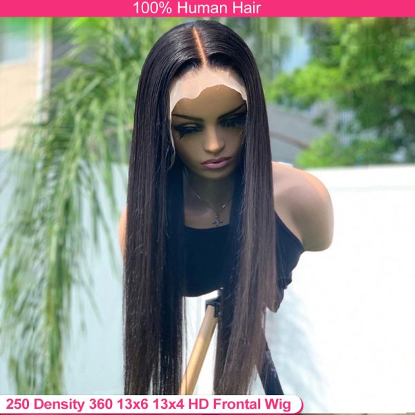 Straight HD Lace Frontal Wig 13x6 Invisible Strap 360 HD Full Lace Glueless Wig 30 Inch Bone Straight Lace Front Human Hair Wigs