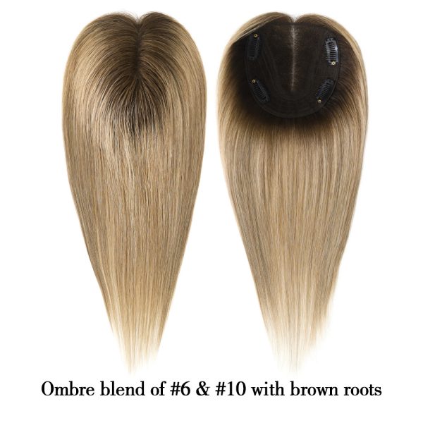 Blonde Hair Topper Natural Human HairPieces Clips Ins Extension Large Swiss Lace Human Hair Topper For Women Dazzeal Lace Topper