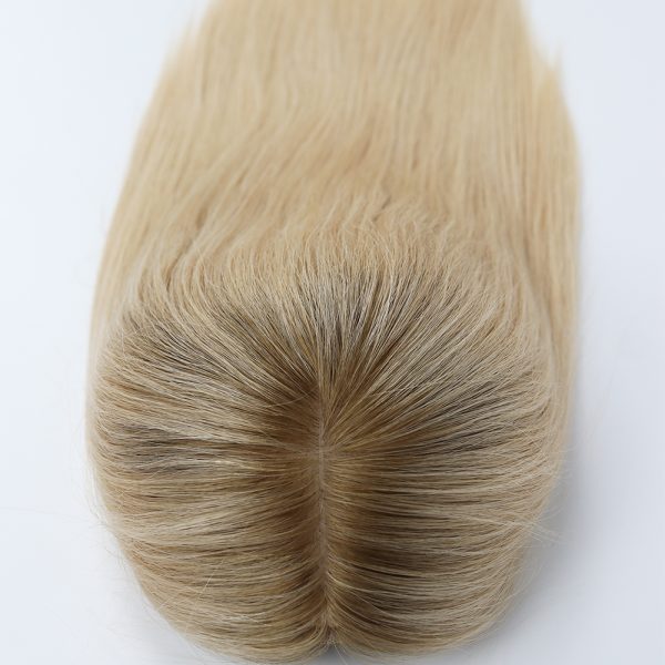 Ombre Blonde Human Hair Medical Wig Silk Top PU Silicone Around Soft Fabric Net Virgin European Hair Women Wig with Baby Hair