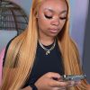 Honey Blonde 13x6 HD Lace Front Human Hair Wigs #27 Color Brazilian Straight Glueless 13x4 Transparent Lace Fontal Wig For Women