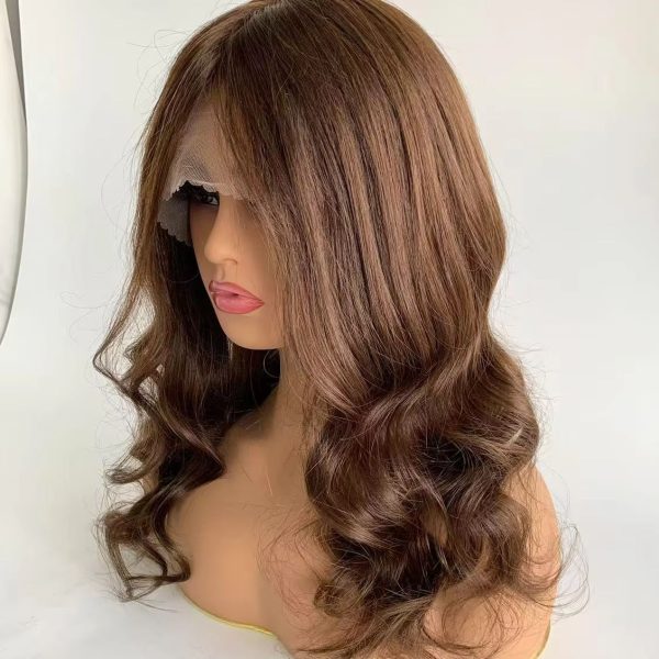 #4 Brown Color Silk Top Silicone Cap Medical Gluless Wig Replacement European Human Hair For Alopecia Or Cancer