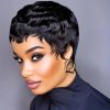 S2dfd5d0ba1c0412a8b78f433ca1e51790 Short Human Hair Wigs with Bangs Short Pixie Wig Human Hair for Women Fashion Full Machine Wig Cheap Natural Black Burgundy Brow