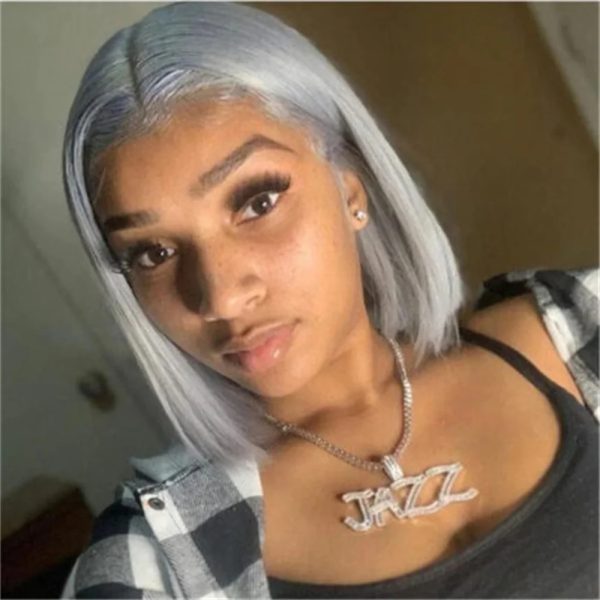 Short Bob Wig Grey Straight 13x4 Lace Transparent Front Wigs 100% Human Hair For Black Women Silver Grey Lace Front Wigs On Sale