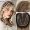 Blonde Hair Topper Natural Human HairPieces Clips Ins Extension Large Swiss Lace Human Hair Topper For Women Dazzeal Lace Topper