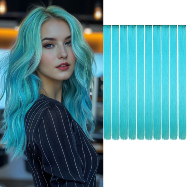 10PCS/Pack Colored Party Highlights Clip in Hair Extensions for Girls 22 Inches Omber colors Straight Hair Synthetic 1pcs2026
