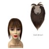 Silk Base Human Hair Topper For Women Clips In Hairpieces with Bangs Free Parting Realistic Scalp Straight Hair Cover Hair Loss