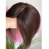 No-Clip Human Hair Topper 8x11cm Silk Base Skin Like Toppers with Bangs Breathable Realistic Skin-Like Hairpart Free Part 25cm