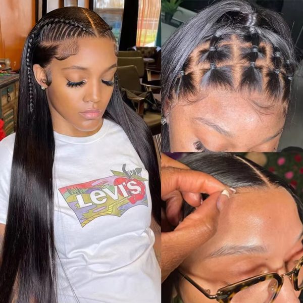 Straight Human Hair Real Full Lace Frontal Wig 100% Human Hair Wig Preplucked HD Lace Wig Bone Straight Lace Front Wig For Woman