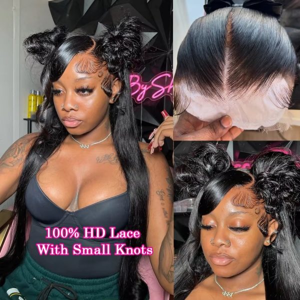 Straight Human Hair Real Full Lace Wig 200 Density Human Hair Wigs Preplucked HD 360 Full Lace Wig Bone Straight Lace Front Wig