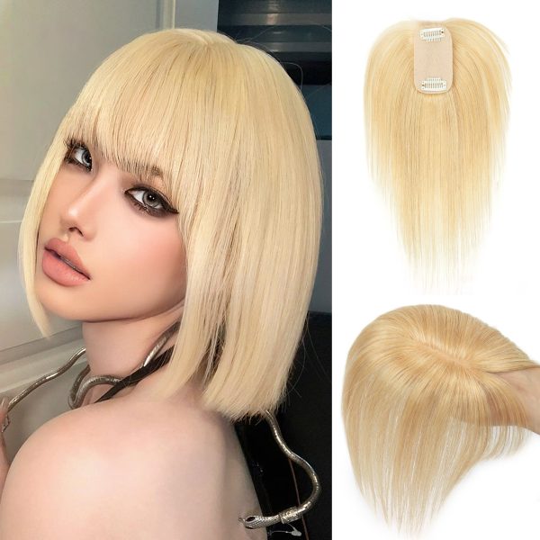Hair Topper Human Hair With Clips Machine-Remy Hair Toppers For Woman Natural Topper Włosy For Thin Hair One Piece Toppers