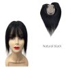Silk Base Human Hair Topper For Women Clips In Hairpieces with Bangs Free Parting Realistic Scalp Straight Hair Cover Hair Loss