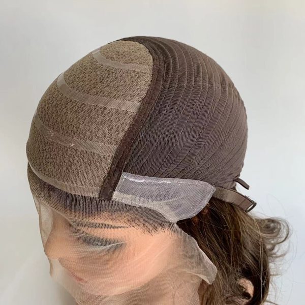 #4 Brown Color Silk Top Silicone Cap Medical Gluless Wig Replacement European Human Hair For Alopecia Or Cancer