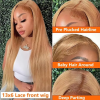 Honey Blonde 13x6 HD Lace Front Human Hair Wigs #27 Color Brazilian Straight Glueless 13x4 Transparent Lace Fontal Wig For Women