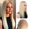 613 Blonde Human Hair Toppers 5x5inch Durable Mono Base 14 16 18 inch 130% Denisty Seamless Linepart Can be Dyed & Restyled