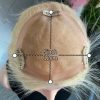 613 Blonde Human Hair Toppers 5x5inch Durable Mono Base 14 16 18 inch 130% Denisty Seamless Linepart Can be Dyed & Restyled
