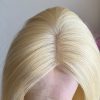 613 Blonde Human Hair Toppers 5x5inch Durable Mono Base 14 16 18 inch 130% Denisty Seamless Linepart Can be Dyed & Restyled