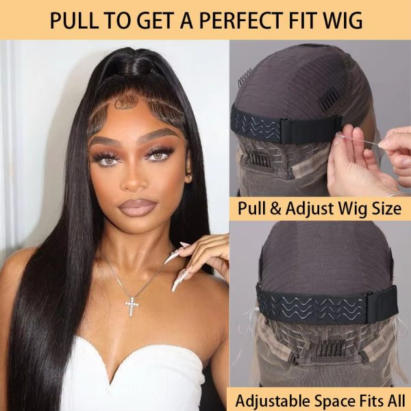 Wewave Straight Human Hair Wigs 360 Full Lace 1b Black Wig 40 Inch Hd Lace Wigs Invisible Strap Pre Plucked Bleached Knoted