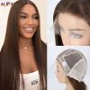 Medical Wigs For Women Remy Human Hair HD Swiss Lace Front Wig Straight Brown Human Hair Wigs For Women Daily Use Glueless Wig