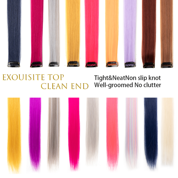 10PCS/Pack Colored Party Highlights Clip in Hair Extensions for Girls 22 Inches Omber colors Straight Hair Synthetic 1pcs2026