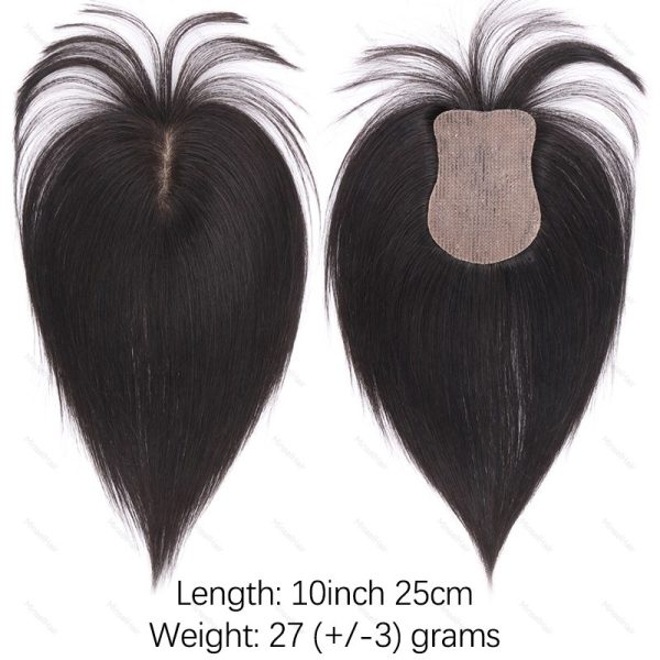 No-Clip Human Hair Topper 8x11cm Silk Base Skin Like Toppers with Bangs Breathable Realistic Skin-Like Hairpart Free Part 25cm