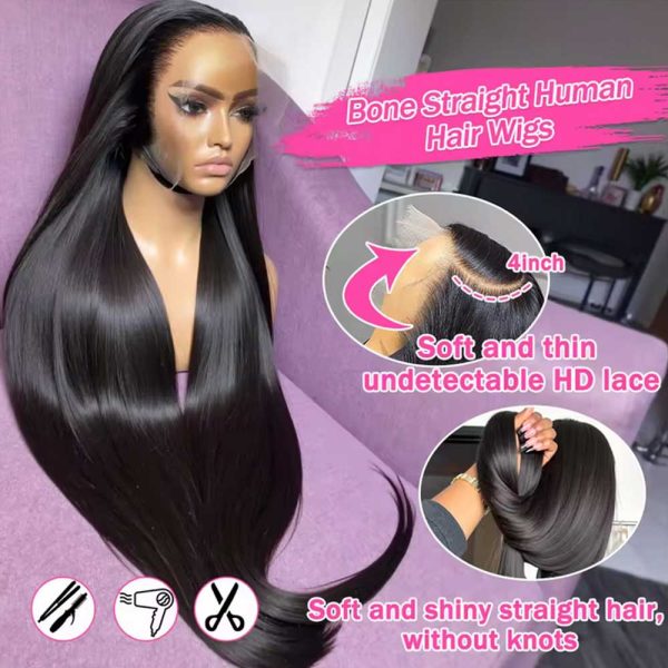 Straight Lace Front Wigs Human Hair 250% Density 13x4 13x6 Full Frontal Transparent 5x5 HD Lace Wigs Glueless Wigs With Hairline