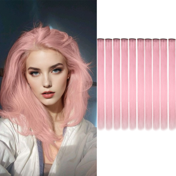 10PCS/Pack Colored Party Highlights Clip in Hair Extensions for Girls 22 Inches Omber colors Straight Hair Synthetic 1pcs2026