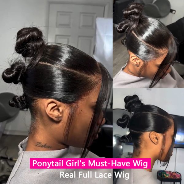 Straight Human Hair Real Full Lace Wig 200 Density Human Hair Wigs Preplucked HD 360 Full Lace Wig Bone Straight Lace Front Wig