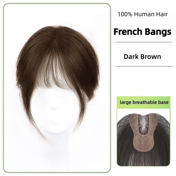 New Seamless Forehead Coverage No Clip Toppers Human Hair Fringe Bangs Magic Paste Hair Toppers For Women Cover Sparse Hair