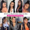 Wewave Straight Human Hair Wigs 360 Full Lace 1b Black Wig 40 Inch Hd Lace Wigs Invisible Strap Pre Plucked Bleached Knoted