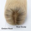 Ombre Blonde Human Hair Medical Wig Silk Top PU Silicone Around Soft Fabric Net Virgin European Hair Women Wig with Baby Hair