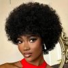 Short Afro Curly Pixie Human Hair Wig for Women - 6 Inch Natural Black 150% Density, Versatile Daily full machine made