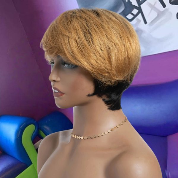 Sc9cfd5569c2147a09053c09b6b1475064 Pixie Cut Wig Human Hair Short Wigs for Women Blonde 1b/30 Natural Hair Pixie Wig with Bang Full Machine Made Wig