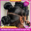 Straight Human Hair Real Full Lace Wig 200 Density Human Hair Wigs Preplucked HD 360 Full Lace Wig Bone Straight Lace Front Wig