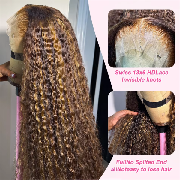 Sce542613fb1746f7b4c57521e021b834O Highlight Wig Human Hair Water Wave Lace Front Wig 13x6 Hd Lace Frontal Wig 13x4 Lace P427 Colored Hair Wigs Loose Deep Wig