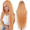 Honey Blonde 13x6 HD Lace Front Human Hair Wigs #27 Color Brazilian Straight Glueless 13x4 Transparent Lace Fontal Wig For Women