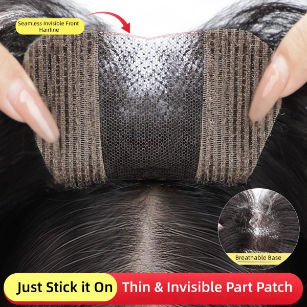 New Seamless Forehead Coverage No Clip Toppers Human Hair Fringe Bangs Magic Paste Hair Toppers For Women Cover Sparse Hair