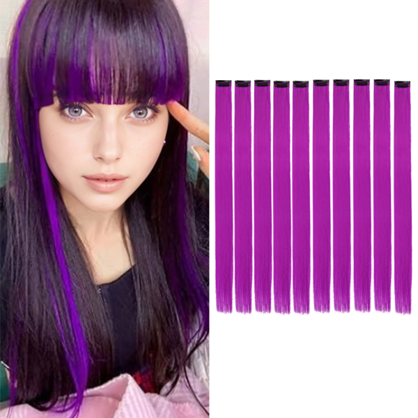 10PCS/Pack Colored Party Highlights Clip in Hair Extensions for Girls 22 Inches Omber colors Straight Hair Synthetic 1pcs2026