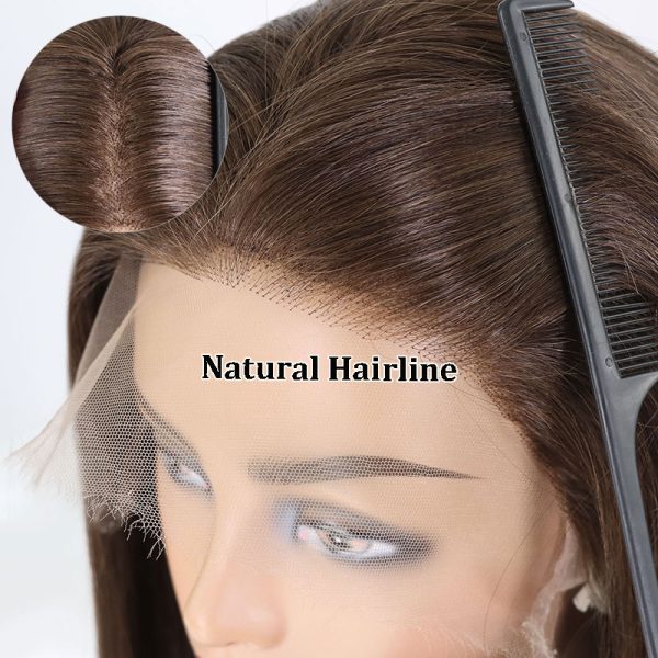 Medical Wigs For Women Remy Human Hair HD Swiss Lace Front Wig Straight Brown Human Hair Wigs For Women Daily Use Glueless Wig