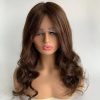 #4 Brown Color Silk Top Silicone Cap Medical Gluless Wig Replacement European Human Hair For Alopecia Or Cancer