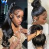Wewave Straight Human Hair Wigs 360 Full Lace 1b Black Wig 40 Inch Hd Lace Wigs Invisible Strap Pre Plucked Bleached Knoted