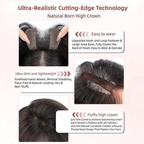 New Seamless Forehead Coverage No Clip Toppers Human Hair Fringe Bangs Magic Paste Hair Toppers For Women Cover Sparse Hair